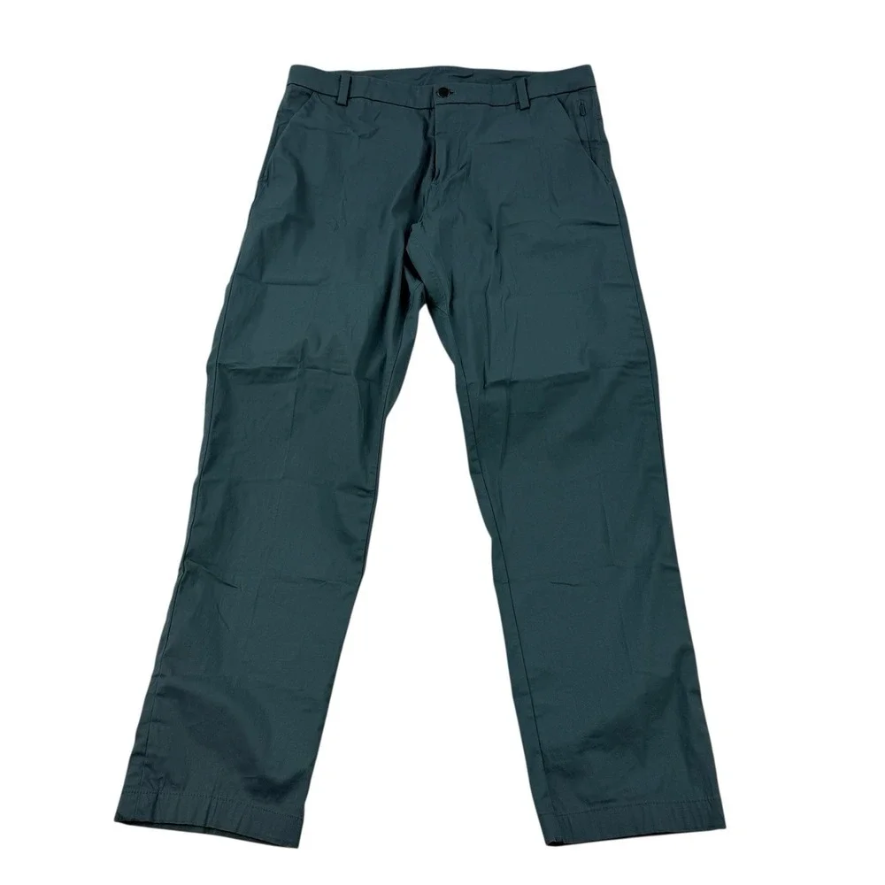 Lululemon Mystic Green Cotton Commission Pants Wind Resistant Reflective 34x30 - Picture 1 of 6